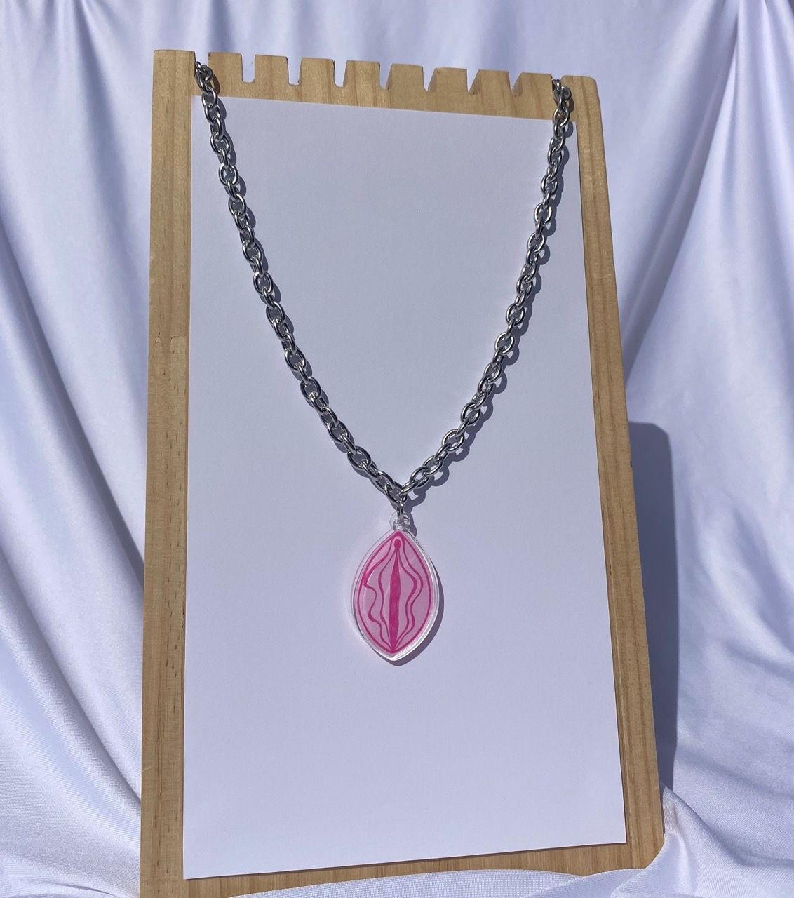 Vulva recycled acrylic charm necklace