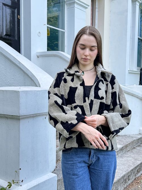 Towel Embrodiery Open Jacket