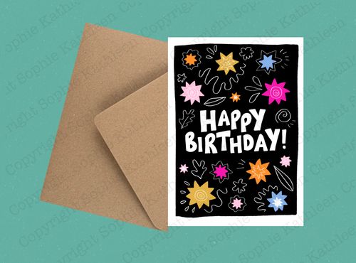 Happy birthday black sparkles card
