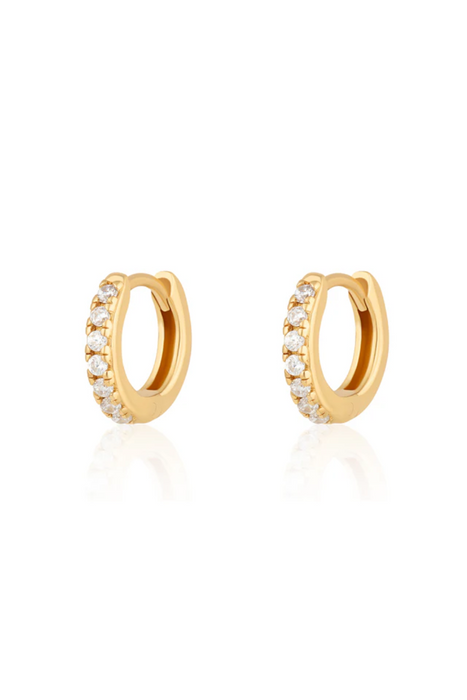 Huggie Earrings with Clear Stones