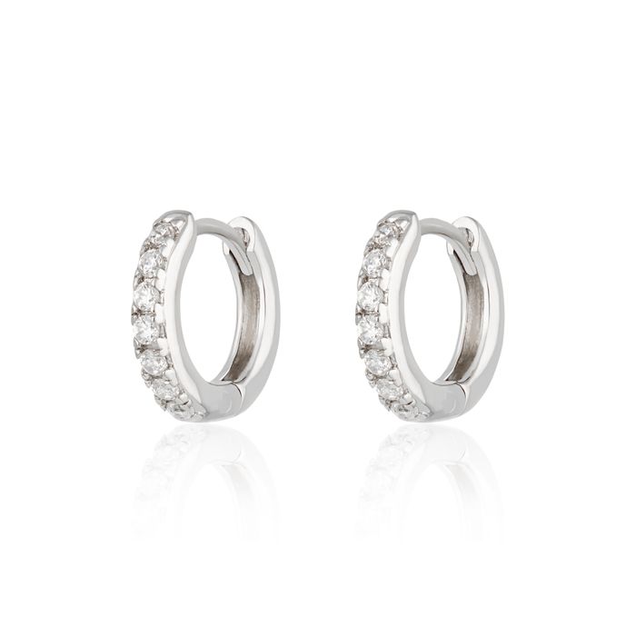 Huggie Earrings with Clear Stones