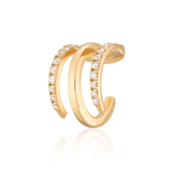 Triple Claw Single Ear Cuff with Clear Stones