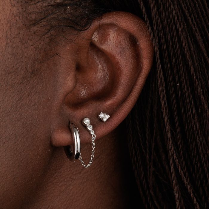Hannah Martin Chained Pearl Stud Earrings