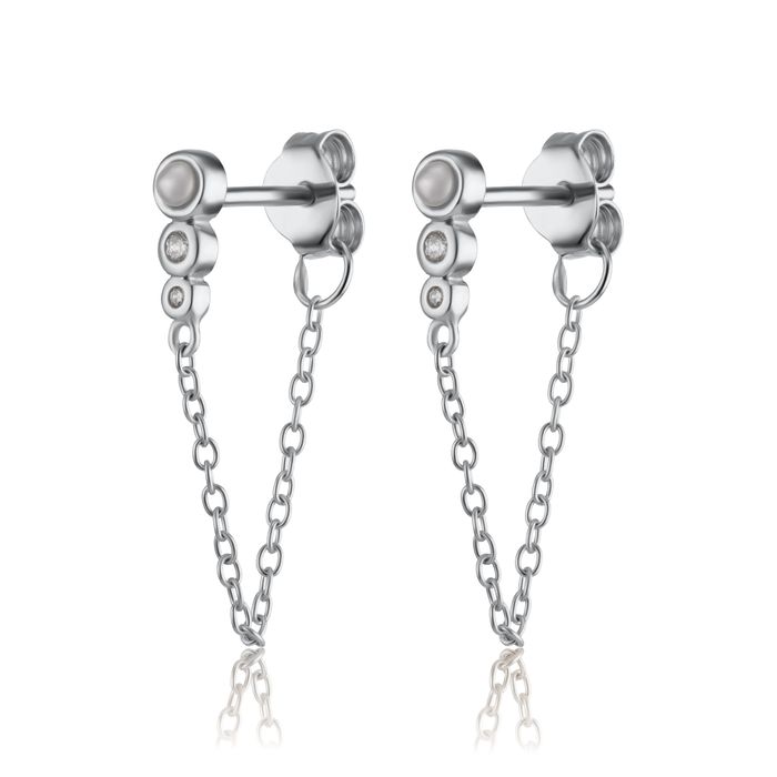 Hannah Martin Chained Pearl Stud Earrings