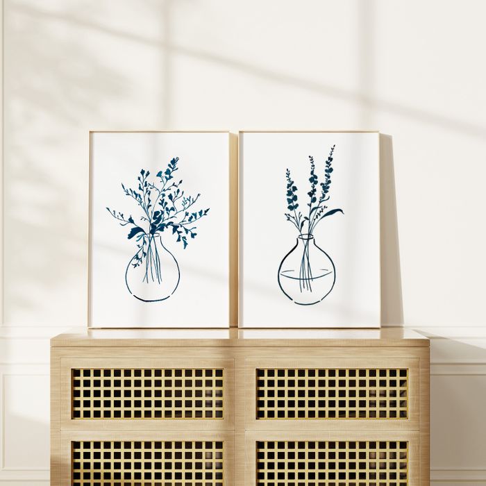 Greenery Blue Ink Fine Art Print