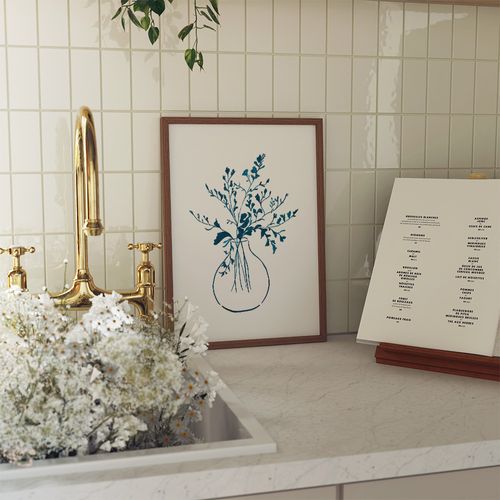 Greenery Blue Ink Fine Art Print