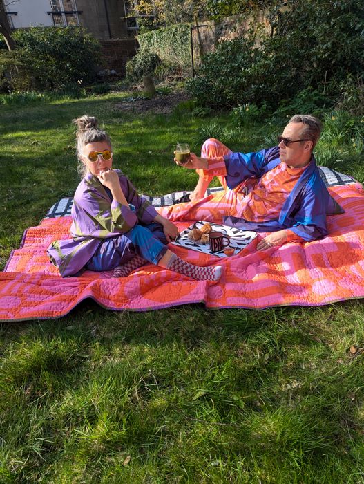 Organic Cotton Reversible Quilted Throw Hot Grape