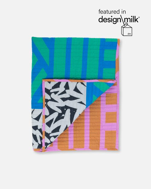 Organic Cotton Quilted Throw in Cool Caramallow