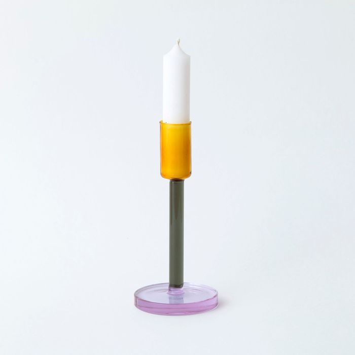 Dual Colour Glass Candle Holder