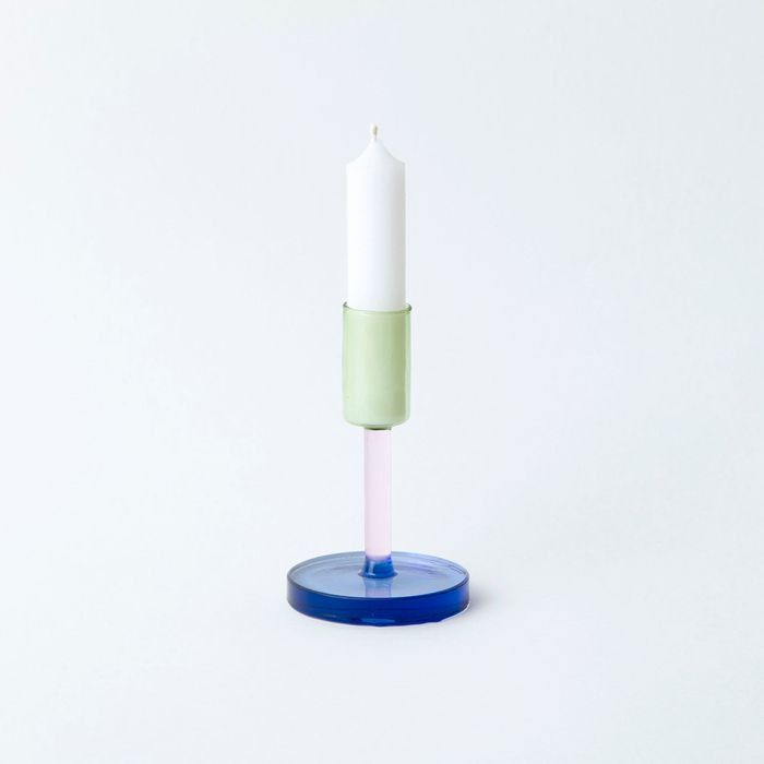 Dual Colour Glass Candle Holder
