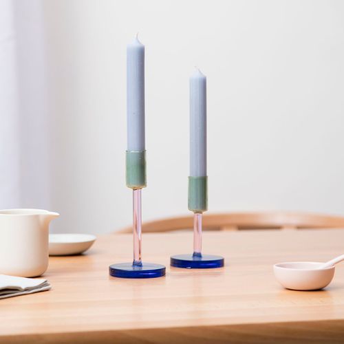 Dual Colour Glass Candle Holder