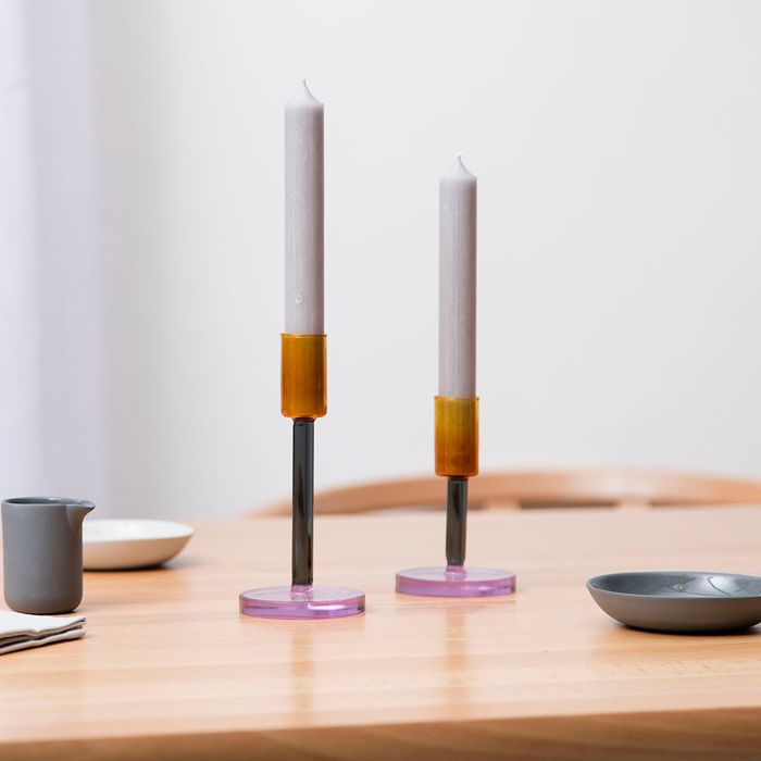Dual Colour Glass Candle Holder