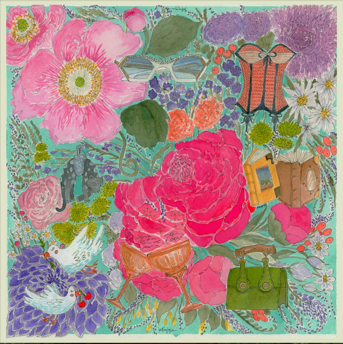 Big Floral Energy Silk Twill Scarf