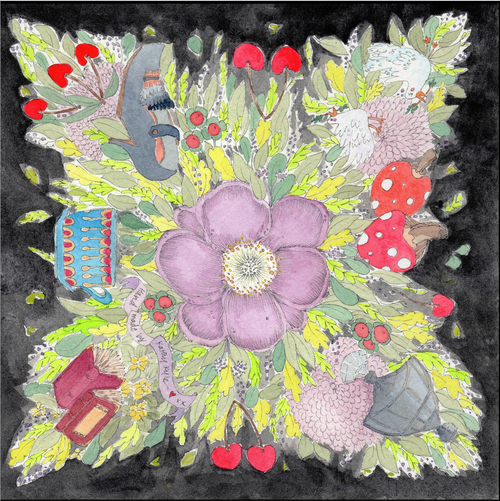 Black Floral Silk Twill Scarf