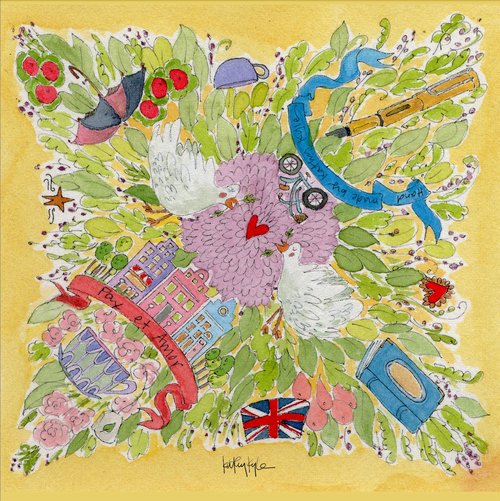 Peace and Love Silk Twill Scarf