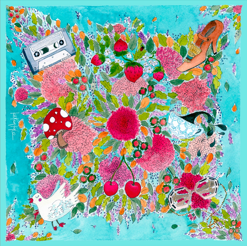 Teal Dreams Silk Twill Scarf