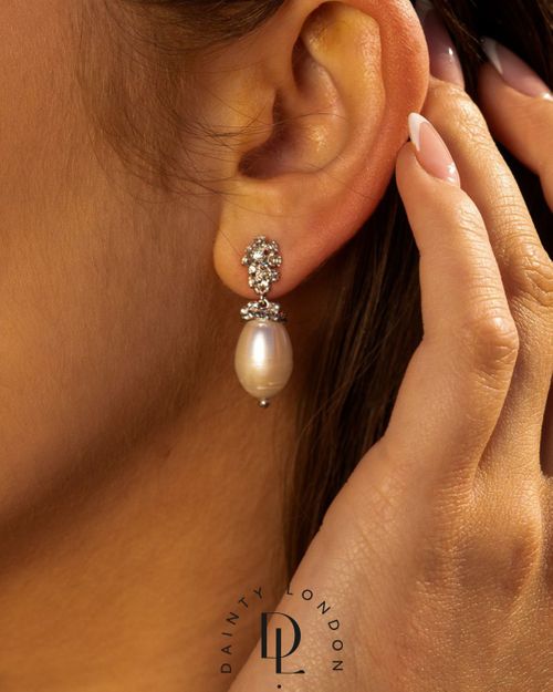 Silver Baroque Pearl Earrings - Lyra