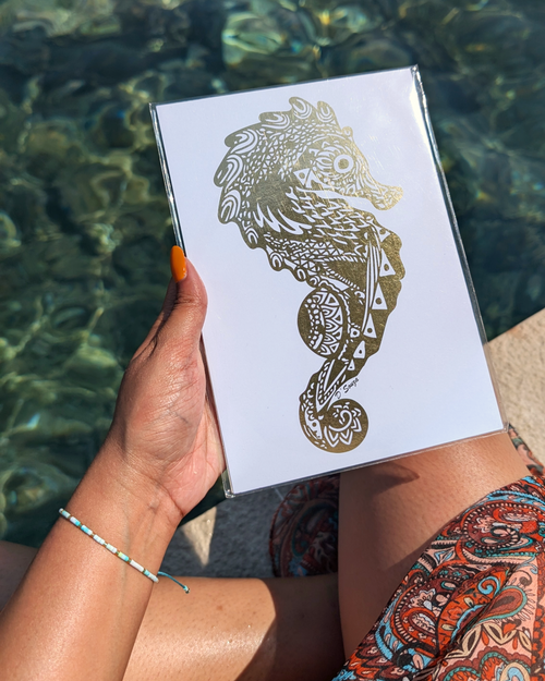 Seahorse Gold Foil Print
