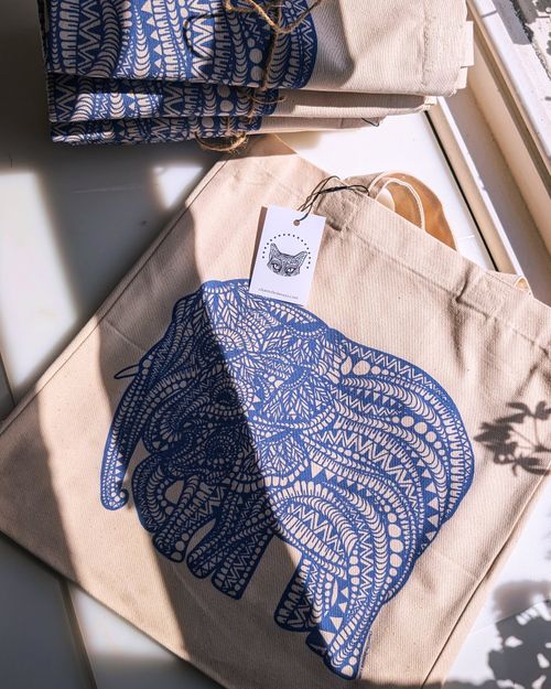 Elephant Canvas Shopper Bag
