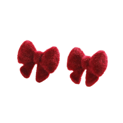 Red Velvet Bow Stud Earrings