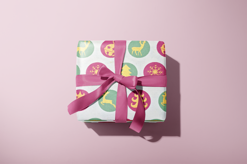 Handmade Pink and Green Christmas Wrapping paper
