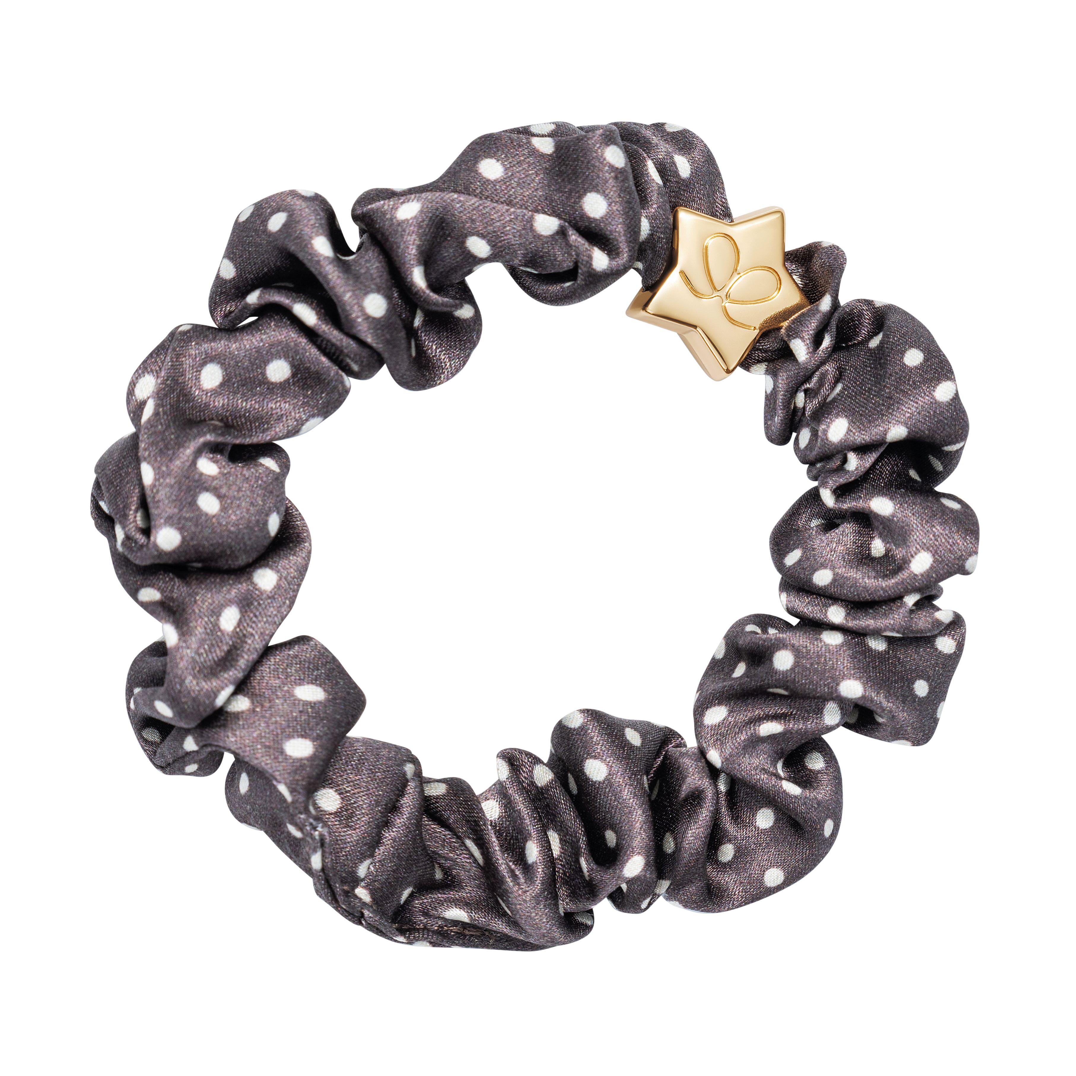 NEW Mocha Polka Dot Silk Scrunchie