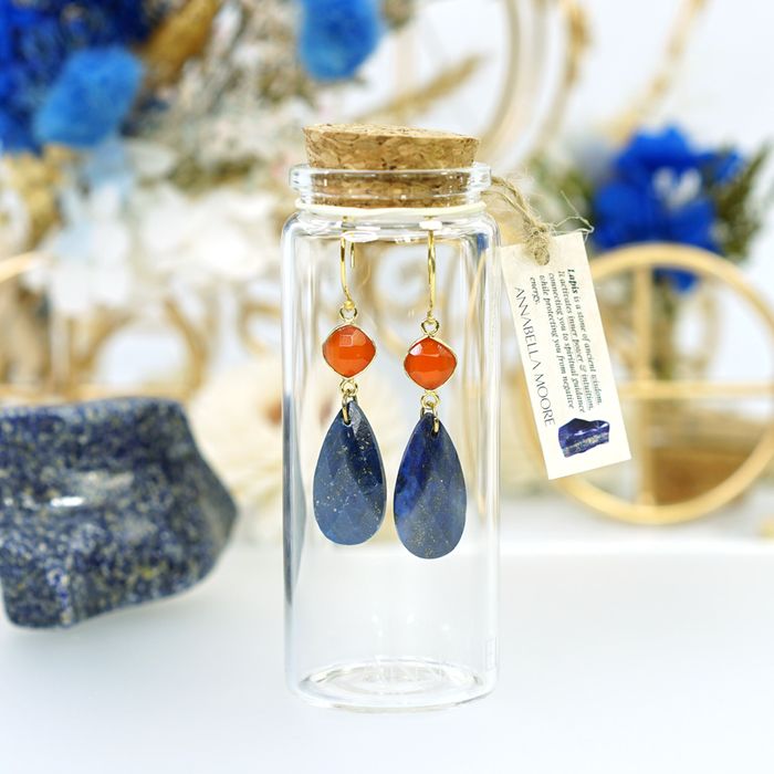 Handcrafted Gemstones set on 18K Gold Plated Sterling Silver Earring Hooks