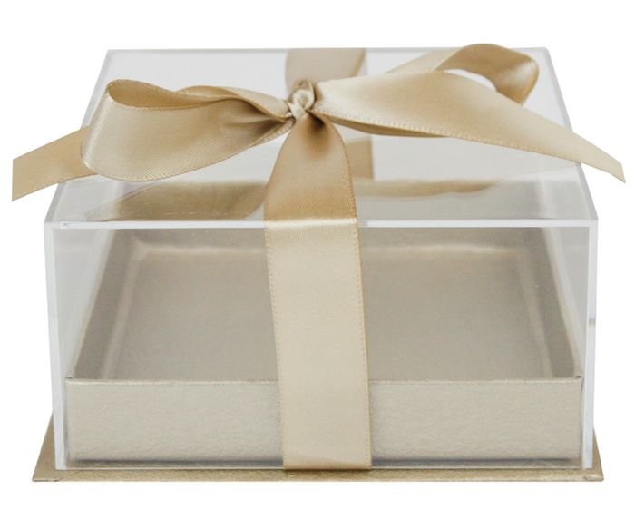 Acrylic Gift Box With Clear Lid and Ribbon (Sizes & Colors Available)