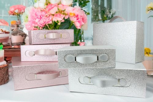 Glitter Folding Magnetic Gift Box With Leather Handle (Sizes & Colors Available)
