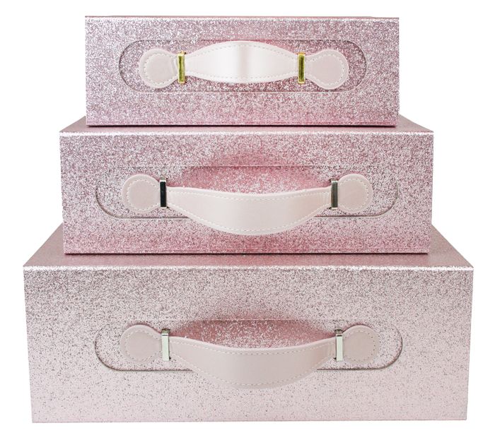 Glitter Folding Magnetic Gift Box With Leather Handle (Sizes & Colors Available)