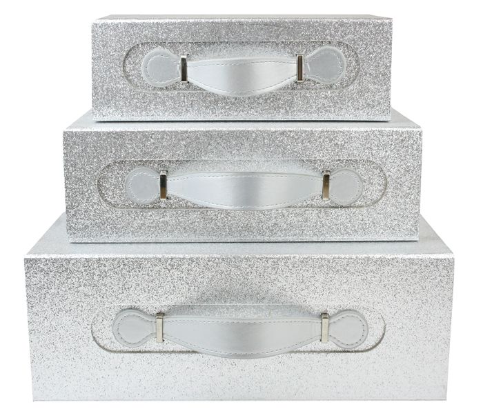 Glitter Folding Magnetic Gift Box With Leather Handle (Sizes & Colors Available)