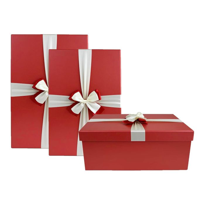 Luxury Oversized Red Gift Boxes - Set of 3