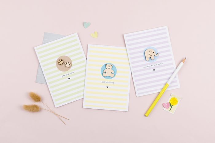 Embellished Cards - Colourful Stripes