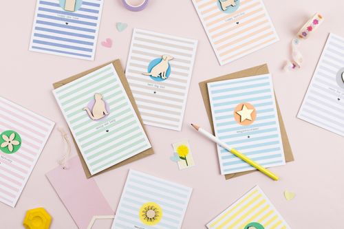 Embellished Cards - Colourful Stripes