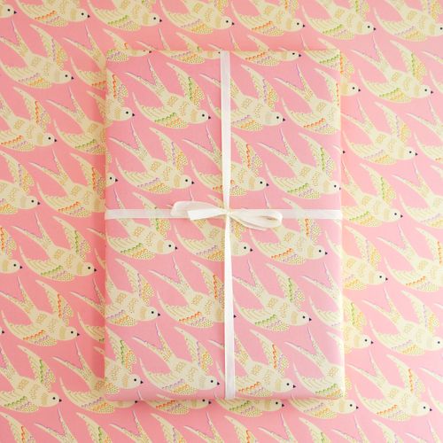 Birds in Pink Wrapping Paper