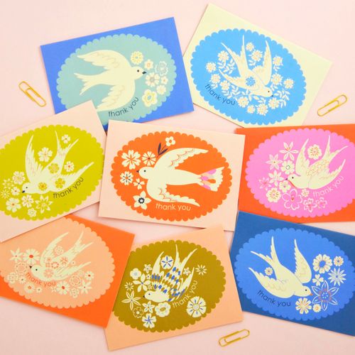 Birds & Borders Thank You Card Notecard set