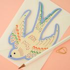 Whimsical Rocking Bird - Blue Die Cut Card