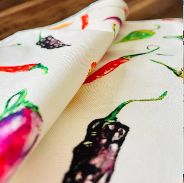 Chilli 'Splash of Spice' Tea Towel printed and designed in the UK by Sarah Epsom