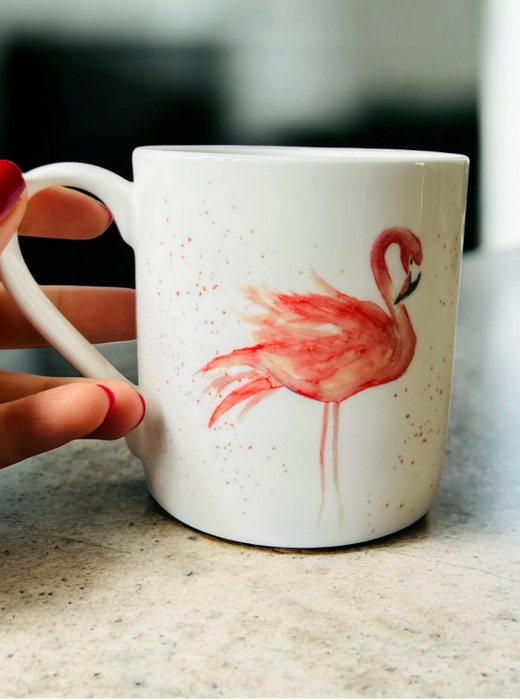 Flamingo Mug, Lady in Pink, Flamingo Design, Fine Bone China Mug - by Sarah Epsom