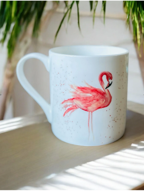 Flamingo Mug, Lady in Pink, Flamingo Design, Fine Bone China Mug - by Sarah Epsom