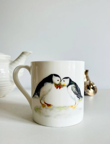 Puffin Mug, 'Two of us', Fine Bone China Mug by Sarah Epsom