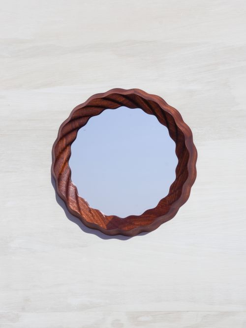 Kruller Porthole Mirror - Sapele