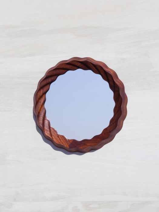 Kruller Porthole Mirror - Sapele