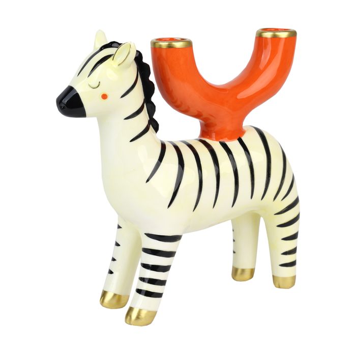 Ceramic Zebra Candle Holder