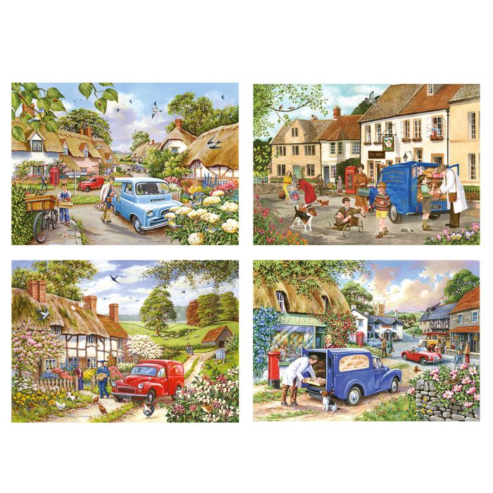 House of Puzzles Village Life-4X 500 Piece Puzzle