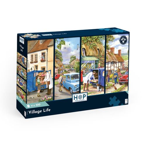 House of Puzzles Village Life-4X 500 Piece Puzzle