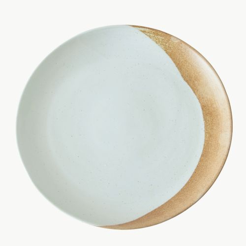 Tavora Dinner Plate, Reactive Salt-glaze - White