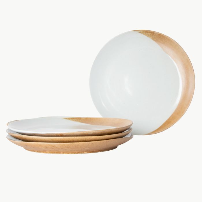 Tavora Dinner Plate, Reactive Salt-glaze - White