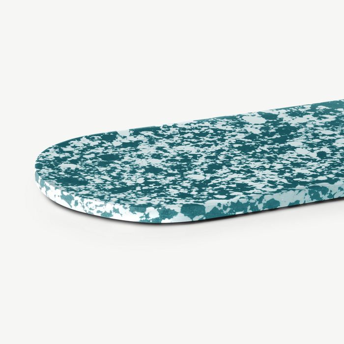 Rock Large Serving Tray, Forest Green and White