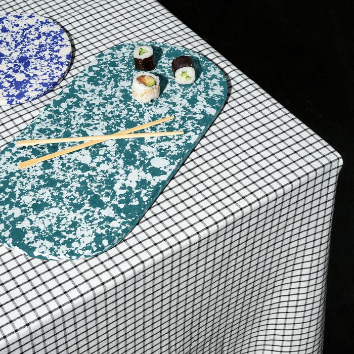 Rock Large Serving Tray, Forest Green and White